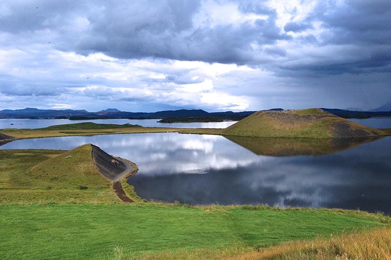 Grassy craters on the Myvatn Lake