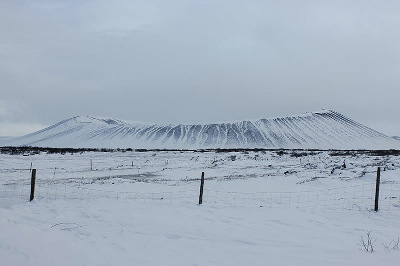 gianter volcano crater in winter
