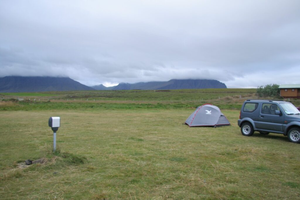 Field of tents in Stykkisholmur campground