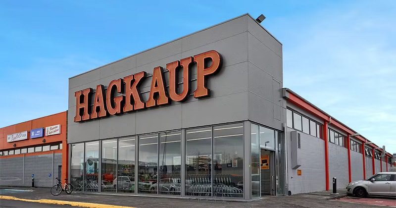 storefront of supermarket in Iceland named Hagkaup