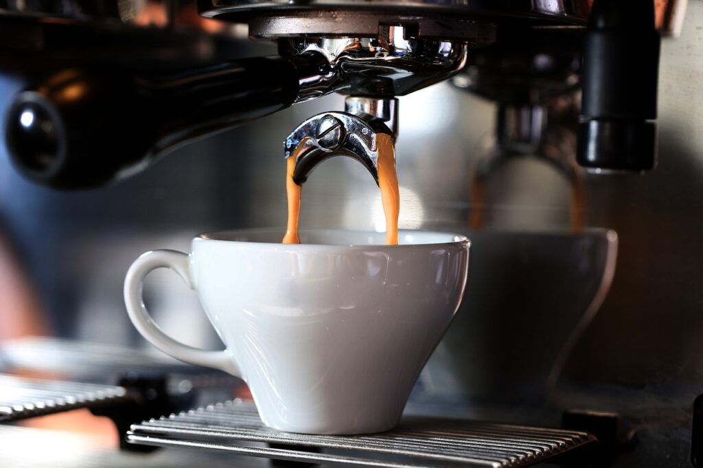 A cup of coffee pouring in a Reykjavík cafe